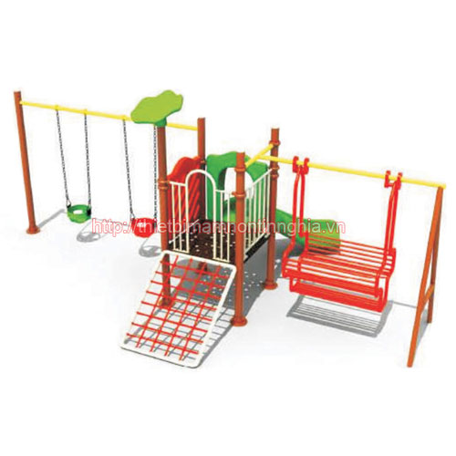 Cầu trượt 2 xích đu thang bò