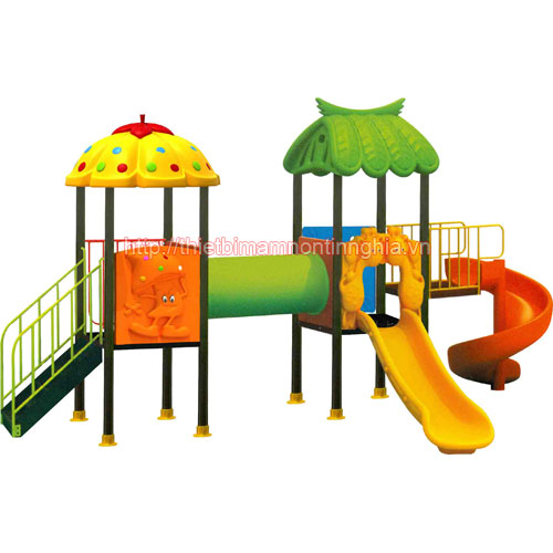 Cầu trượt liên hoàn 2 khối ống chui