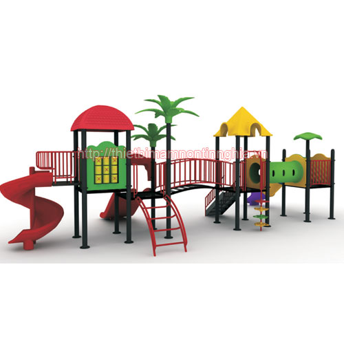 Cầu trượt liên hoàn 2 mái cây xanh