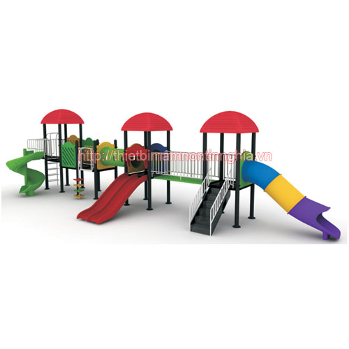 Cầu trượt liên hoàn 3 mái vuông