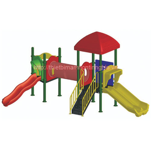 Cầu trượt liên hoàn ống chui mái vuông 2