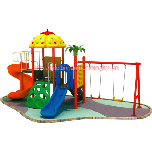 Cầu trượt liên hoàn xích đu mái hoa