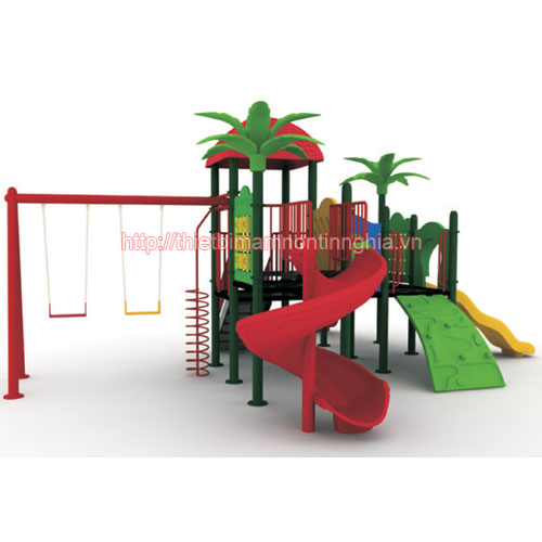Cầu trượt liên hoàn xích đu mái vuông