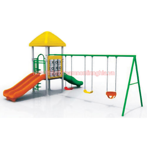 Cầu trượt xích đu mái vuông