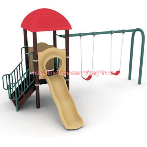 Cầu trượt xích đu mái vuông