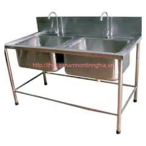 Chậu rửa inox công nghiệp 2 ngăn