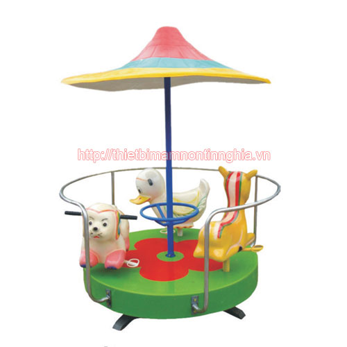 Đu quay mâm 3 con giống có mái che