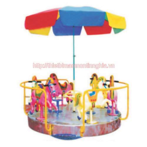 Đu quay mâm 5 con ngựa có mái che