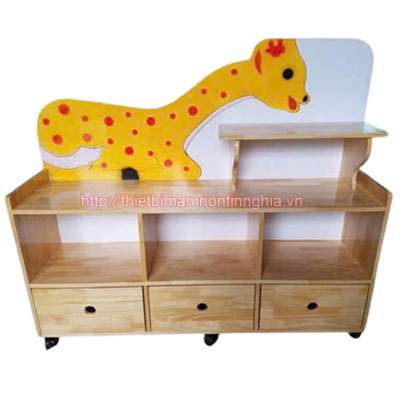 Giá đồ chơi con hươu 3 ô kéo gỗ thông