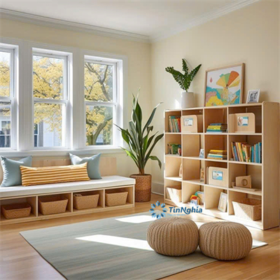 Giá sách 16 ô thư viện mầm non