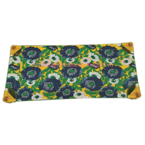 Giường ngủ mầm non bọc vải bạt hoa