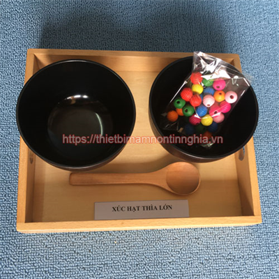 Giáo cụ Montessori bộ xúc hạt bằng thìa lớn