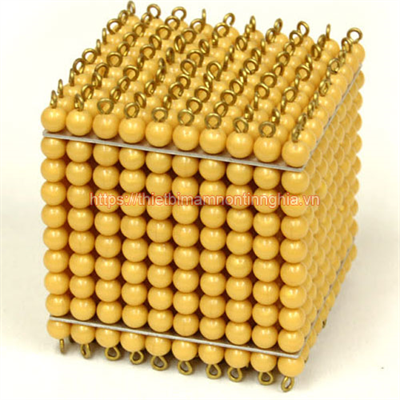 Giáo cụ Montessori khối 100 chuỗi hạt cườm 1000 hạt vàng
