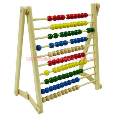 Giáo cụ Montessori khung bàn tính với các chuỗi hạt màu