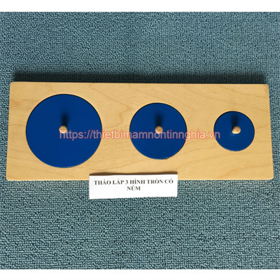 Giáo cụ Montessori ghép 3 hình tròn có núm