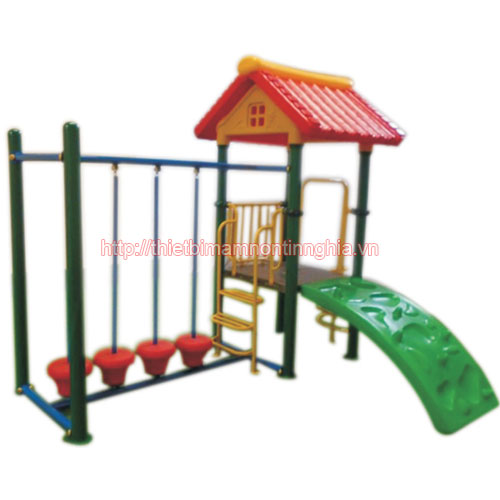 Nhà chơi cầu thăng bằng dao động mái chóp mẫu 2