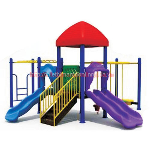 Nhà chơi cầu trượt kép sóng thể chất đa năng