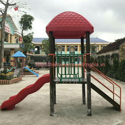 Nhà chơi cầu trượt sóng mái vuông