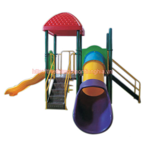 Nhà chơi cầu trượt sóng ống mái vuông