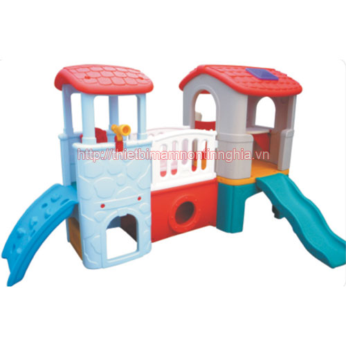 Nhà chơi cầu trượt sóng 2 mái