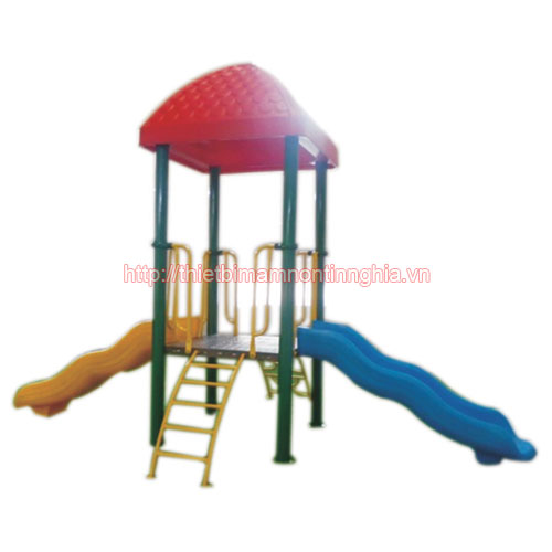 Nhà chơi cầu trượt sóng mái vuông 2