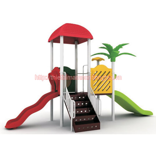 Nhà chơi cầu trượt sóng thẳng mái vuông