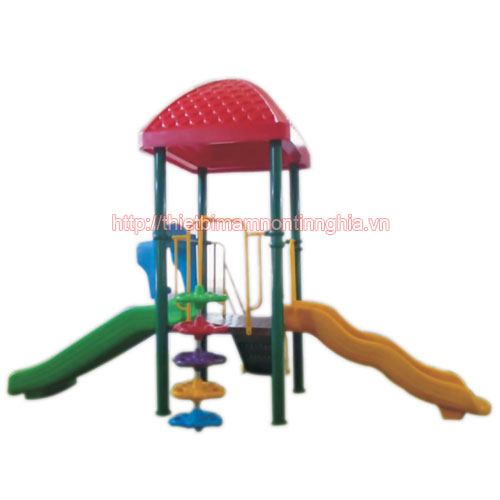 Nhà chơi cầu trượt sóng thẳng mái vuông 2