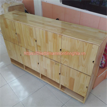 Tủ để đồ cá nhân 2 hàng 8 ô gỗ thông có giá để giày dép