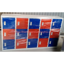 Tủ để đồ cá nhân 3 hàng 15 ô bằng thép đỏ xanh lam