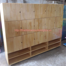 Tủ để đồ cá nhân 3 hàng 15 ô gỗ thông có giá để giày dép