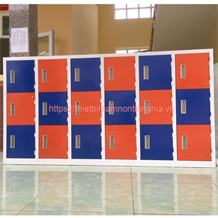 Tủ để đồ cá nhân 3 hàng 18 ô bằng thép đỏ xanh lam