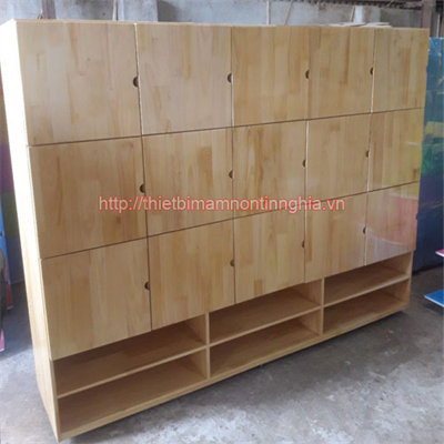 Tủ tư trang 15 ô gỗ thông có 2 tầng để giày dép