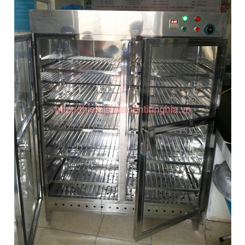 Tủ sấy bát đĩa công nghiệp 2 lớp khay phẳng cánh kính (1,2 m)