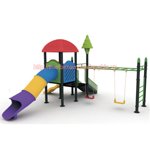 Xích đu cầu trượt ống mái vuông